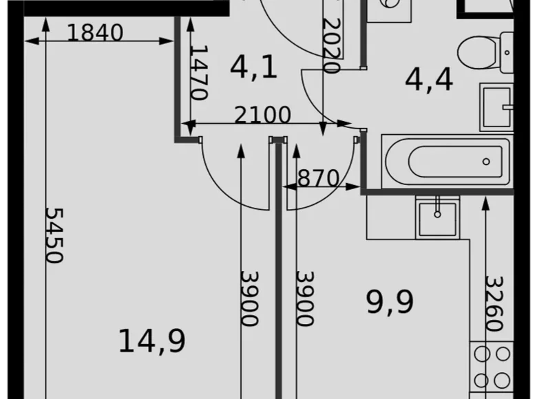 Mieszkanie 1 pokój 33 m² Razvilka, Rosja