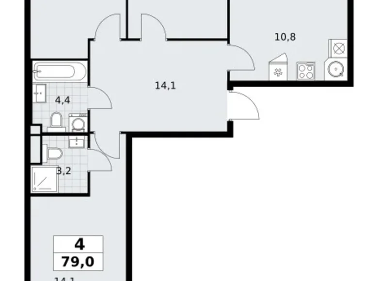 Квартира 4 комнаты 79 м² Postnikovo, Россия