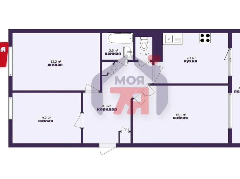 3 room apartment 61 m² Losnica, Belarus