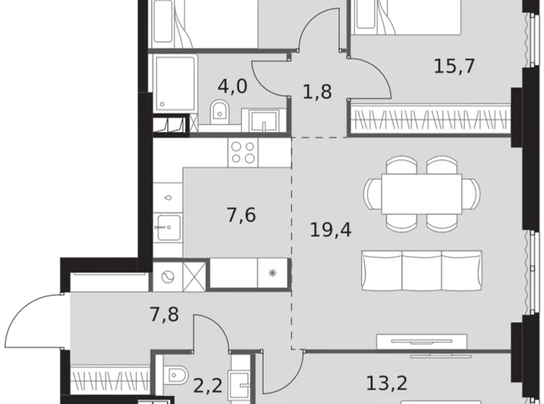 Apartamento 4 habitaciones 91 m² North-Western Administrative Okrug, Rusia