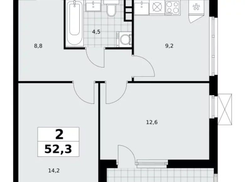 Apartamento 2 habitaciones 52 m² Moscú, Rusia