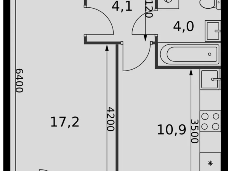 Mieszkanie 1 pokój 37 m² Razvilka, Rosja