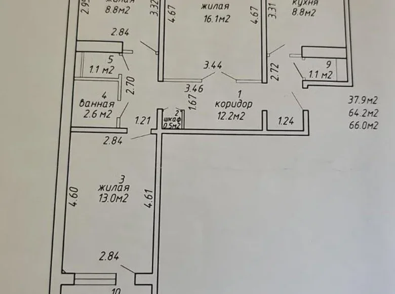 Apartamento 3 habitaciones 66 m² Minsk, Belarús