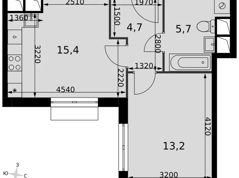 Mieszkanie 1 pokój 39 m² Razvilka, Rosja