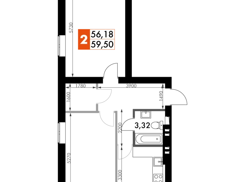 Mieszkanie 2 pokoi 60 m² Naro-Fominskiy gorodskoy okrug, Rosja