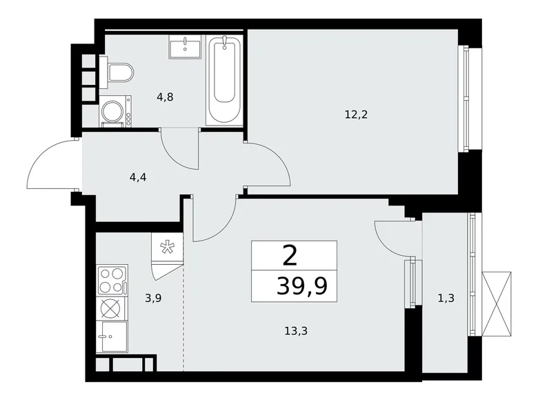 Wohnung 2 Zimmer 40 m² Moskau, Russland