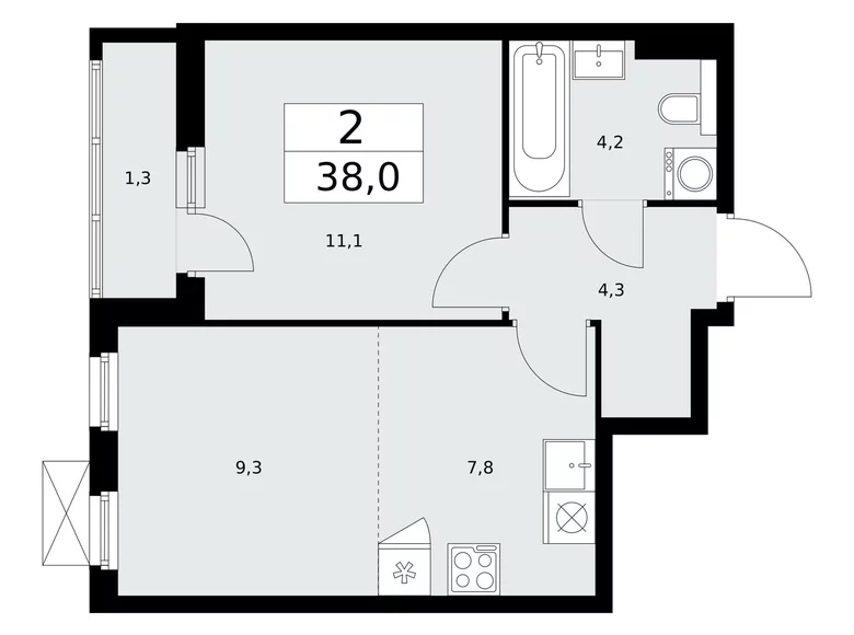 Квартира 2 комнаты 38 м² поселение Сосенское, Россия