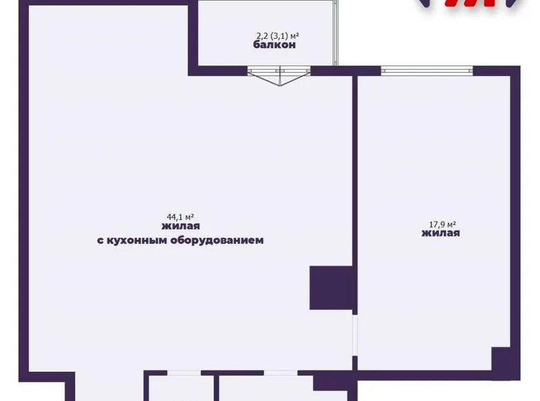 3 room apartment 71 m² Minsk, Belarus