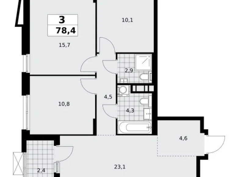 Mieszkanie 3 pokoi 78 m² poselenie Sosenskoe, Rosja