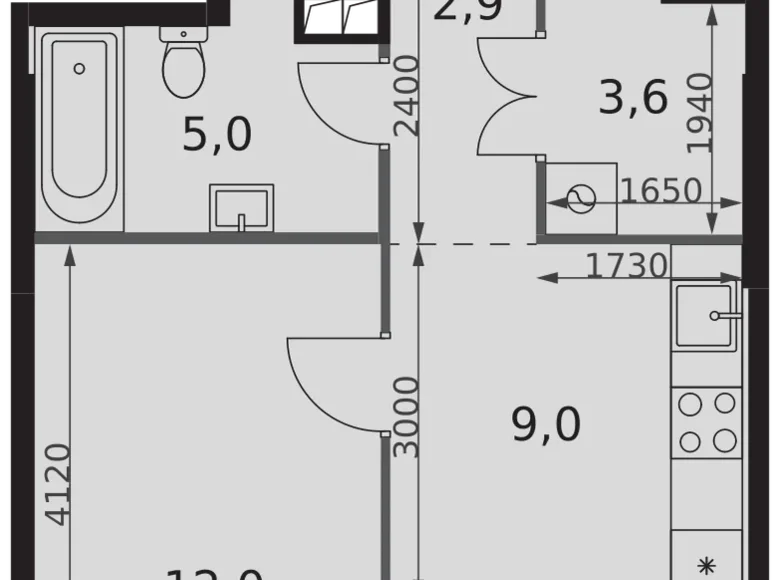 Mieszkanie 1 pokój 35 m² North-Western Administrative Okrug, Rosja