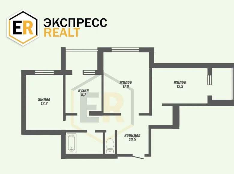 Apartamento 3 habitaciones 75 m² Muchaviecki sielski Saviet, Belarús