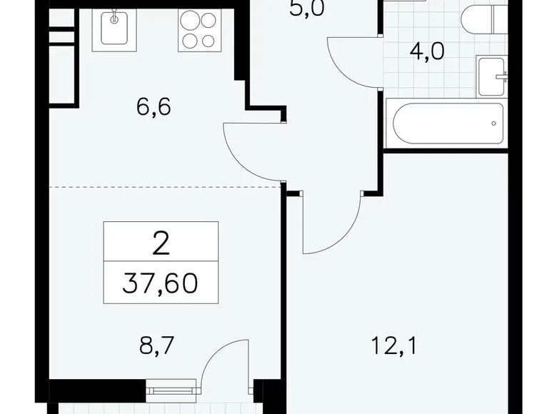 2 room apartment 38 m² poselenie Sosenskoe, Russia