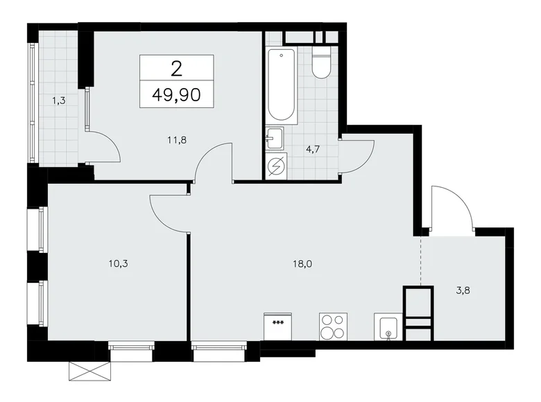 Appartement 2 chambres 50 m² poselenie Sosenskoe, Fédération de Russie