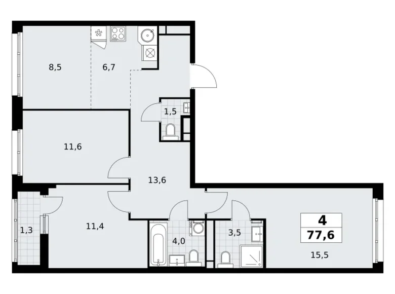 Apartamento 4 habitaciones 78 m² Postnikovo, Rusia