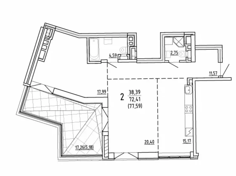 2 bedroom penthouse 78 m² Minsk, Belarus