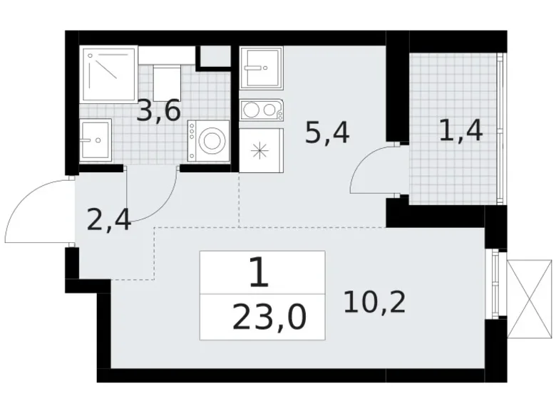 Apartamento 1 habitación 23 m² Krasnoye Selo, Rusia