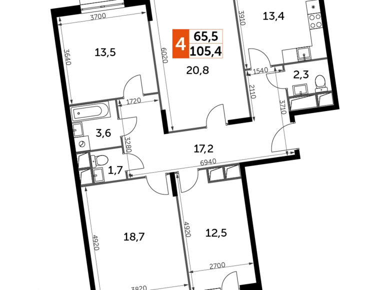 Appartement 4 chambres 105 m² Razvilka, Fédération de Russie