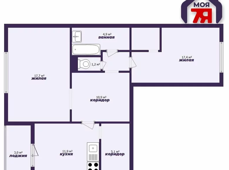 Wohnung 2 Zimmer 72 m² Jubiliejny, Weißrussland