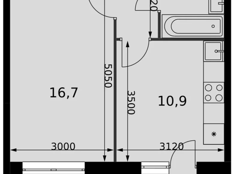 Квартира 1 комната 37 м² Развилка, Россия