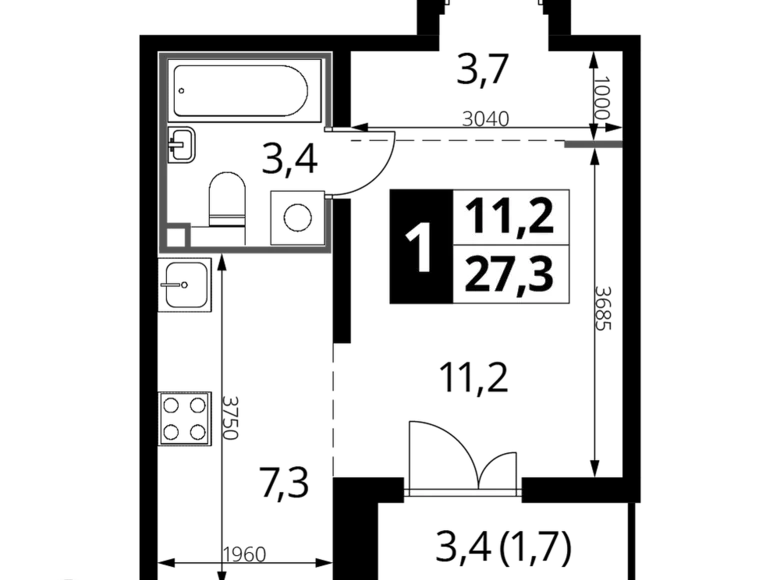 Estudio 1 habitación 27 m² Nekrasovka District, Rusia