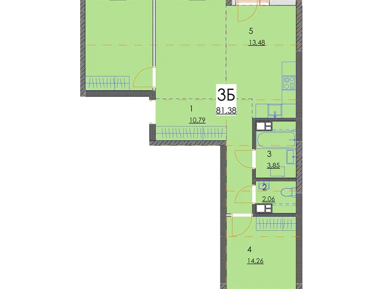 Квартира 3 комнаты 81 м² Минск, Беларусь