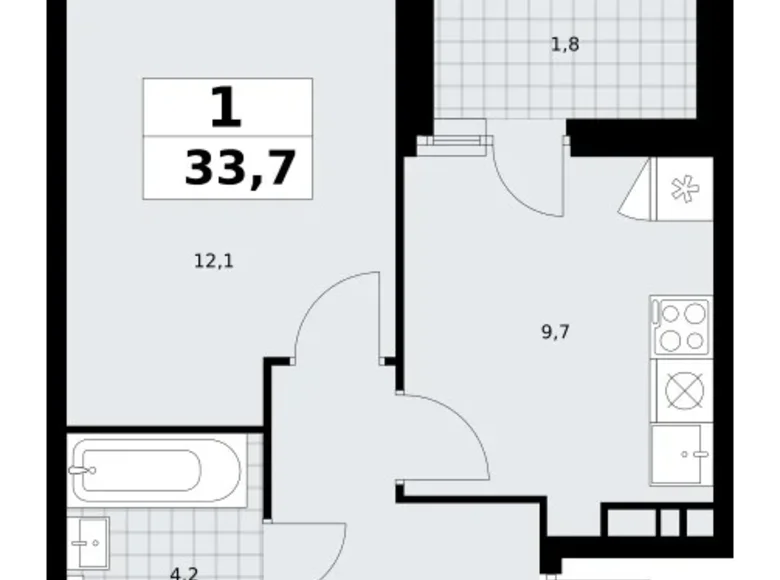 Apartamento 1 habitación 34 m² poselenie Sosenskoe, Rusia