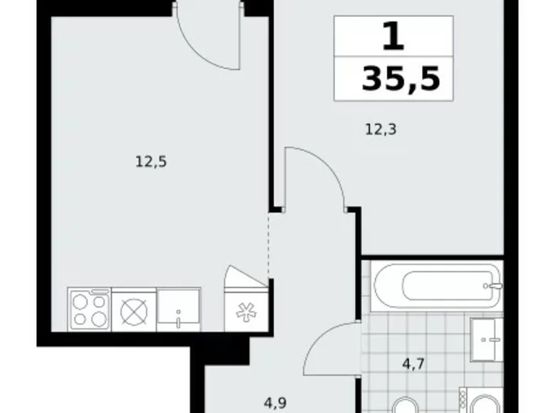 Mieszkanie 1 pokój 36 m² poselenie Sosenskoe, Rosja