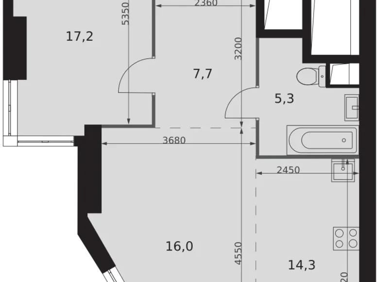 2 room apartment 61 m² Konkovo District, Russia