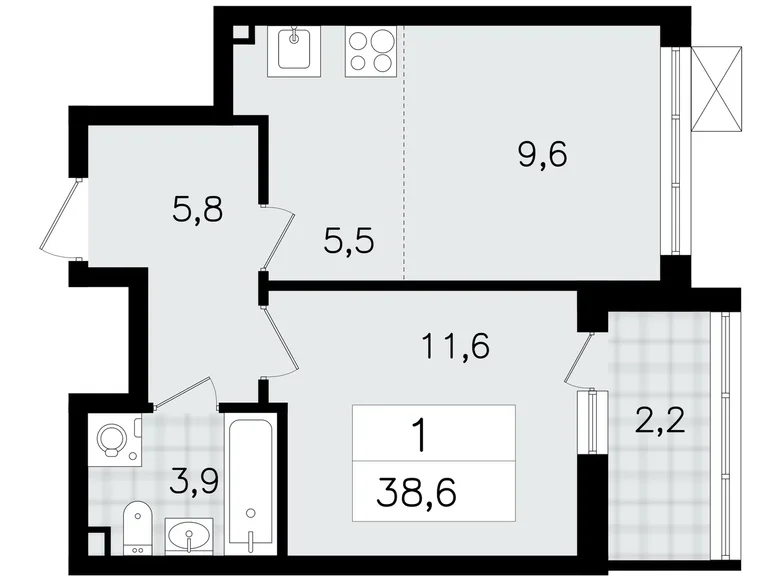 Квартира 2 комнаты 39 м² Всеволожск, Россия