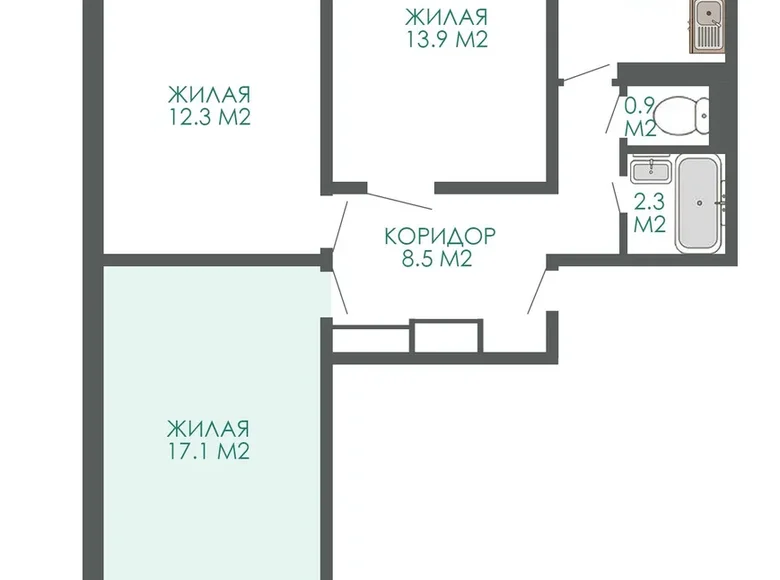 Wohnung 3 zimmer 66 m² Minsk, Weißrussland