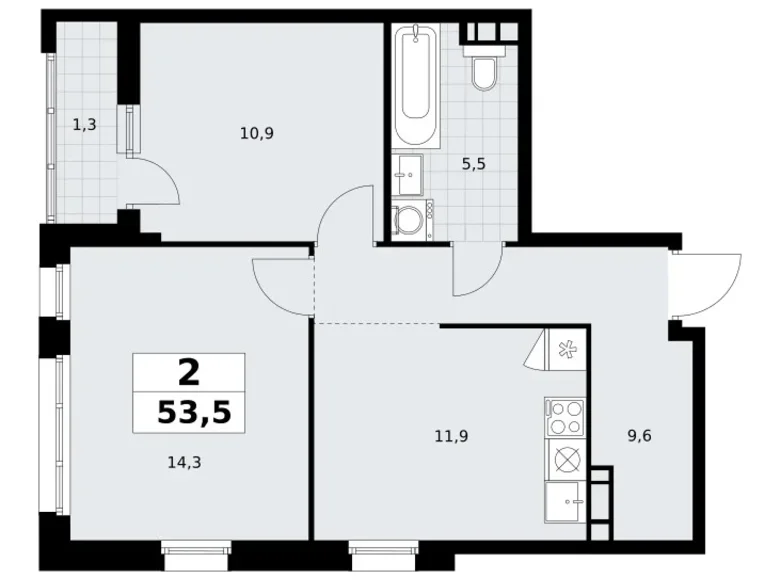 Apartamento 2 habitaciones 54 m² Postnikovo, Rusia