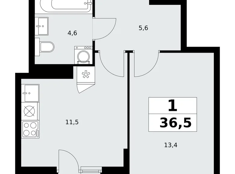 Apartamento 1 habitación 37 m² poselenie Sosenskoe, Rusia