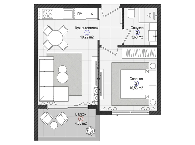 1 room apartment 43 m² Gazipasa, Turkey