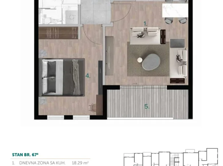 1 bedroom apartment 43 m² Bjelisi, Montenegro