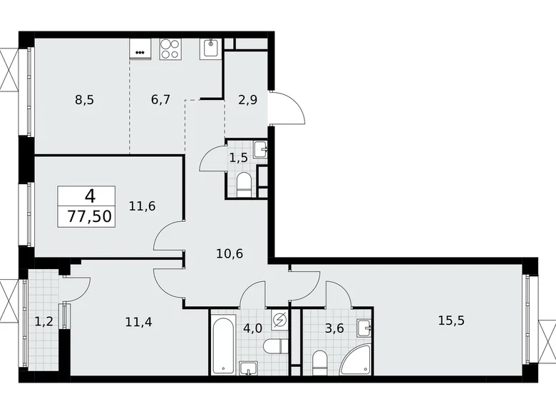 Mieszkanie 4 pokoi 78 m² Postnikovo, Rosja