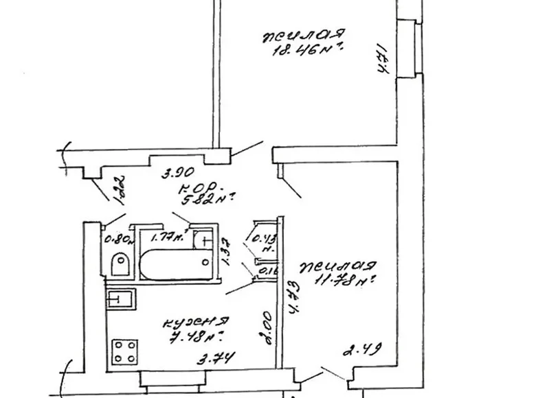 Квартира 2 комнаты 47 м² Минск, Беларусь