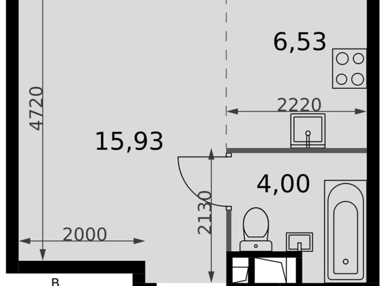 Студия 1 комната 26 м² Москва, Россия