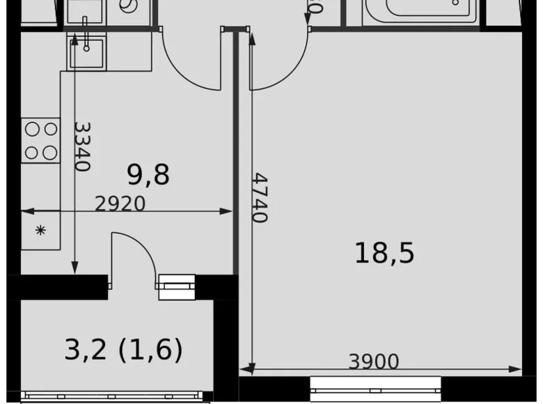 Квартира 1 комната 40 м² Развилка, Россия