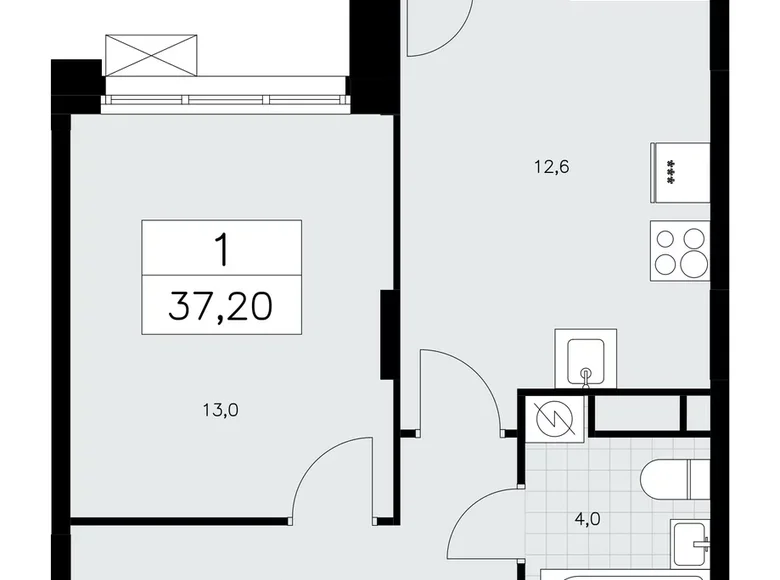 Mieszkanie 1 pokój 37 m² poselenie Sosenskoe, Rosja