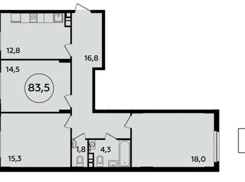 Квартира 3 комнаты 84 м² поселение Сосенское, Россия