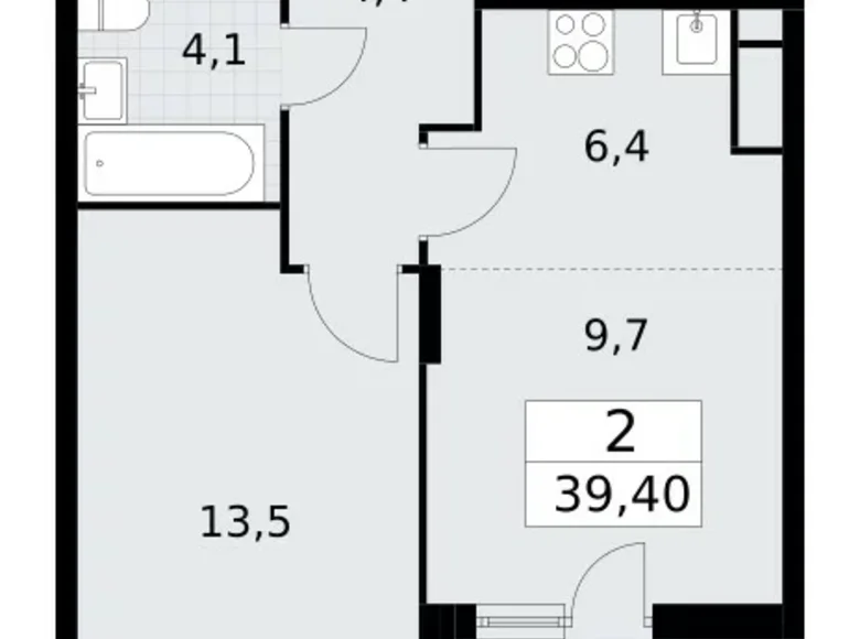 Appartement 2 chambres 39 m² poselenie Sosenskoe, Fédération de Russie