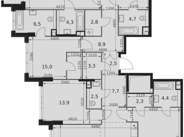 Квартира 6 комнат 165 м² Северо-Западный административный округ, Россия