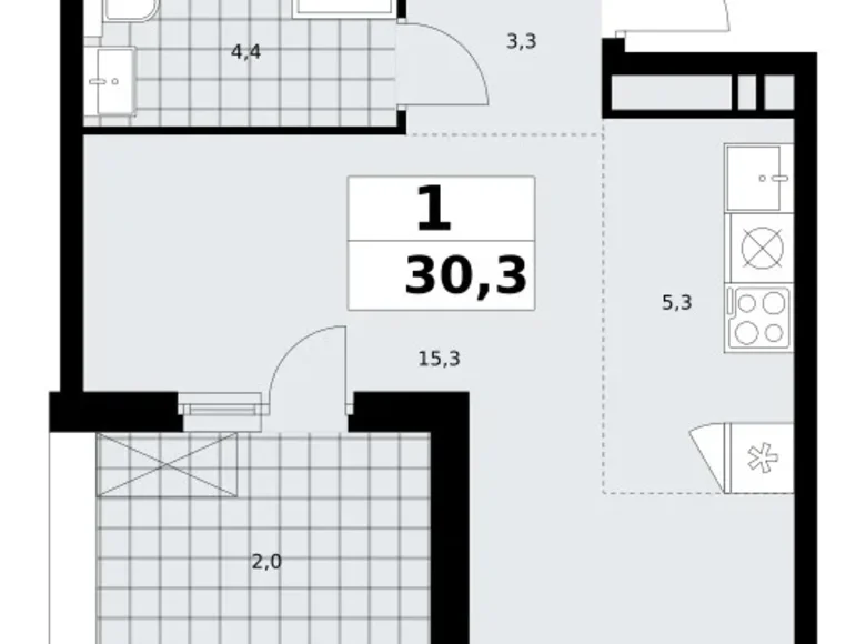 Квартира 1 комната 30 м² поселение Сосенское, Россия