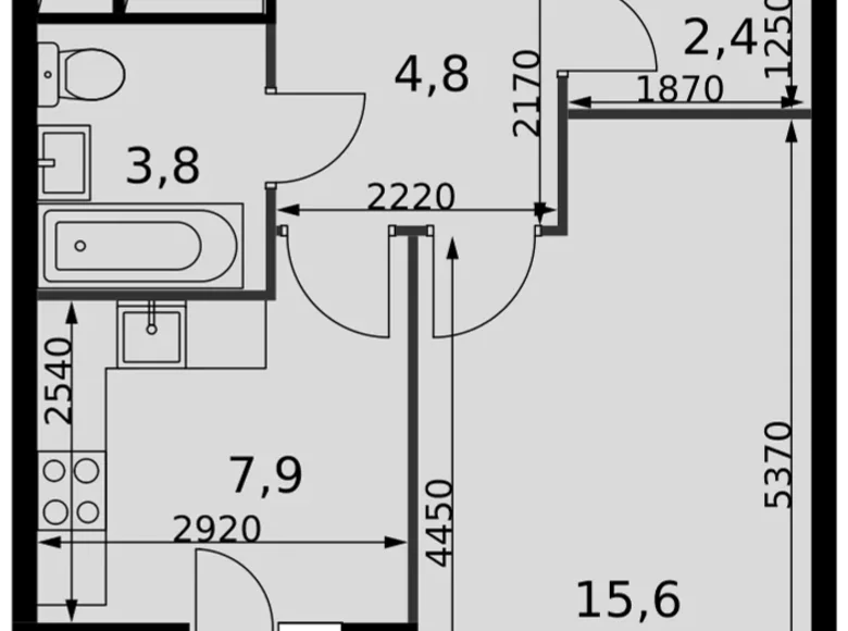 Квартира 1 комната 36 м² Развилка, Россия