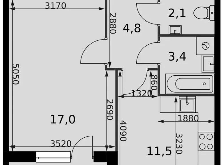 Appartement 1 chambre 41 m² Razvilka, Fédération de Russie