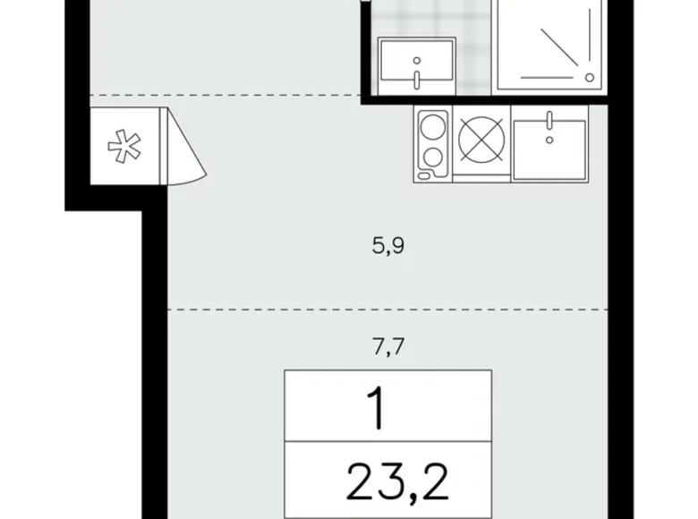 Mieszkanie 1 pokój 23 m² poselenie Sosenskoe, Rosja