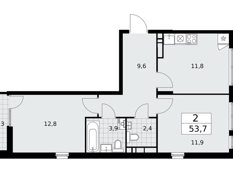 Appartement 2 chambres 54 m² poselenie Desenovskoe, Fédération de Russie