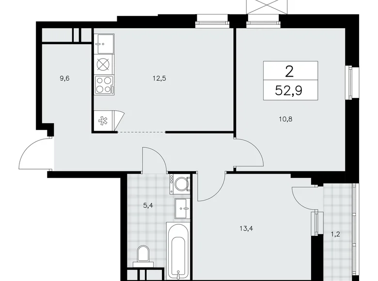 Apartamento 2 habitaciones 53 m² Moscú, Rusia