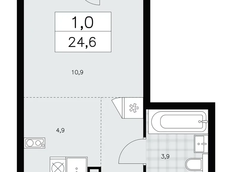 Mieszkanie 1 pokój 25 m² poselenie Sosenskoe, Rosja