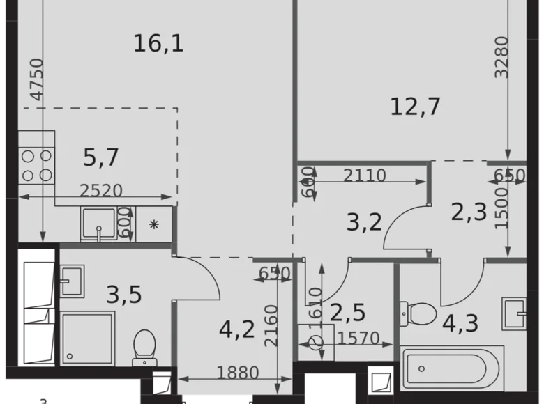 Wohnung 2 zimmer 55 m² Moskau, Russland